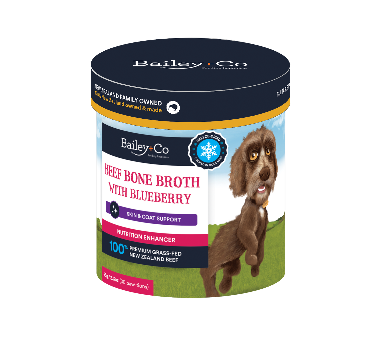 Bailey+Co Dissolvable Freeze Died Bone Broth + Blueberry (Skin Coat Health)