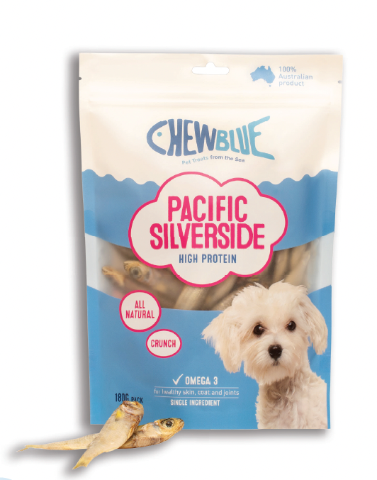 ChewBlue Pacific Silverside Hardy Heads High Protein Dog Treat 170G