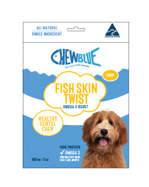 ChewBlue Fish Skin Twist High Protein Dog Treat 140G