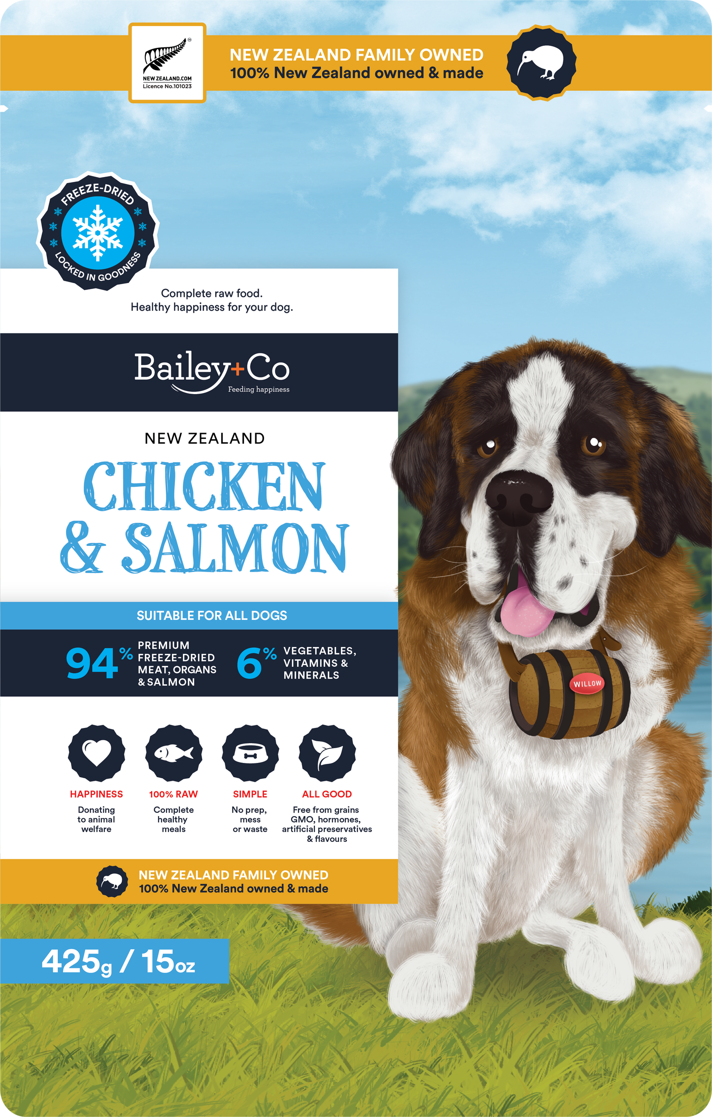 Bailey+Co Freeze Dried Complete Chicken & Salmon Diet (Dog)