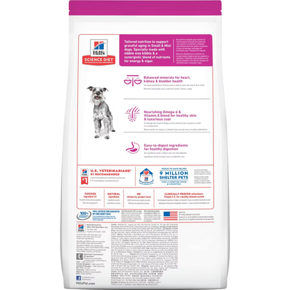 Hill's Science Diet Adult 7+ Small Paws Chicken Meal, Barley & Brown Rice Recipe dog food 15.5 lbs