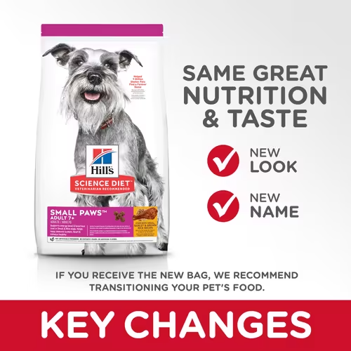 Hill's Science Diet Adult 7+ Small Paws Chicken Meal, Barley & Brown Rice Recipe dog food 15.5 lbs