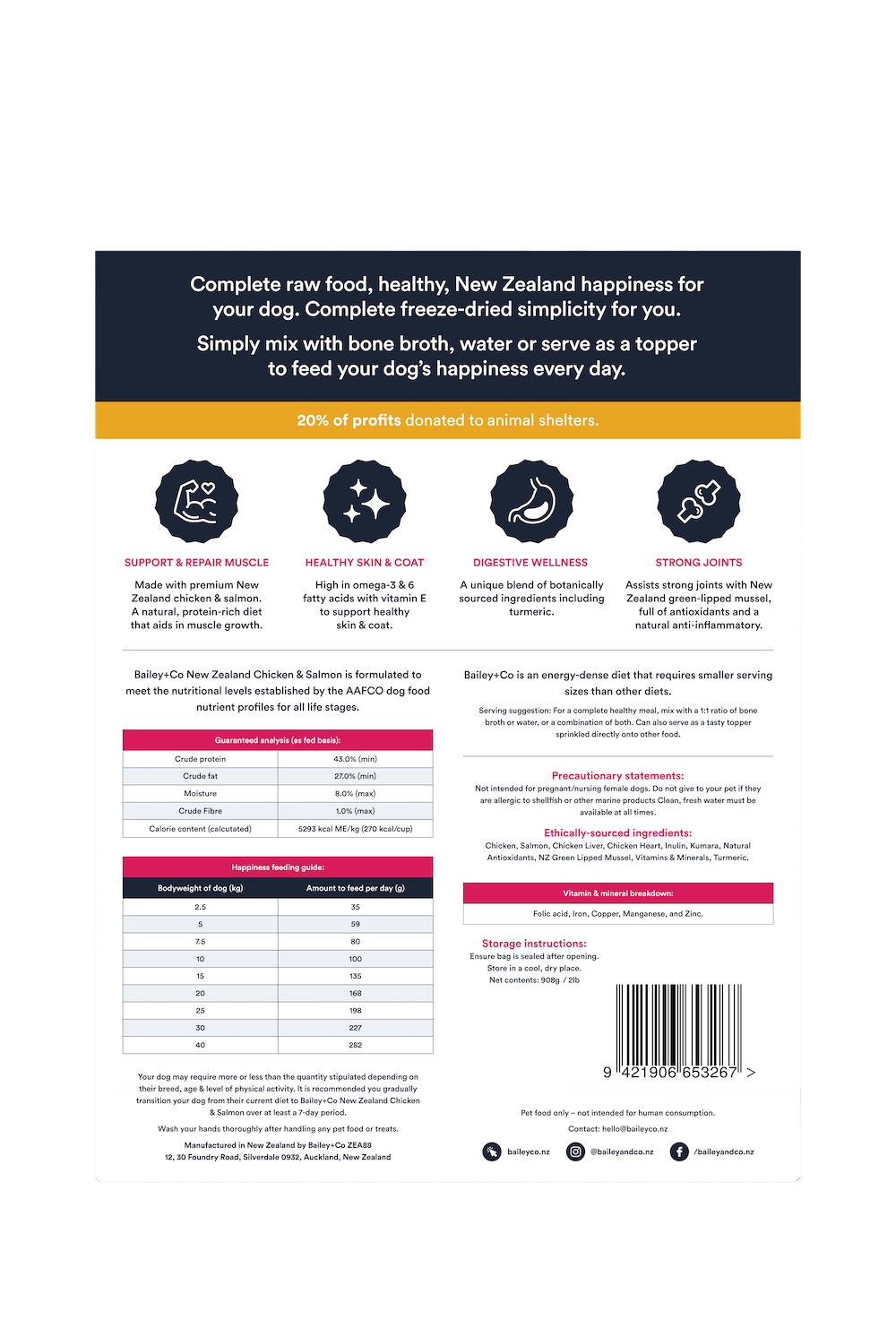 Bailey+Co Freeze Dried Complete Chicken & Salmon Diet (Dog)