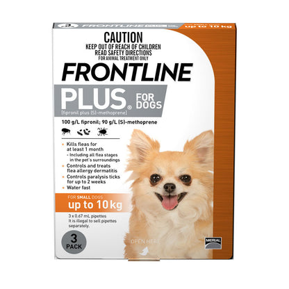 FRONTLINE Plus for Dogs — Small — up to 10 kg / 3 pipettes