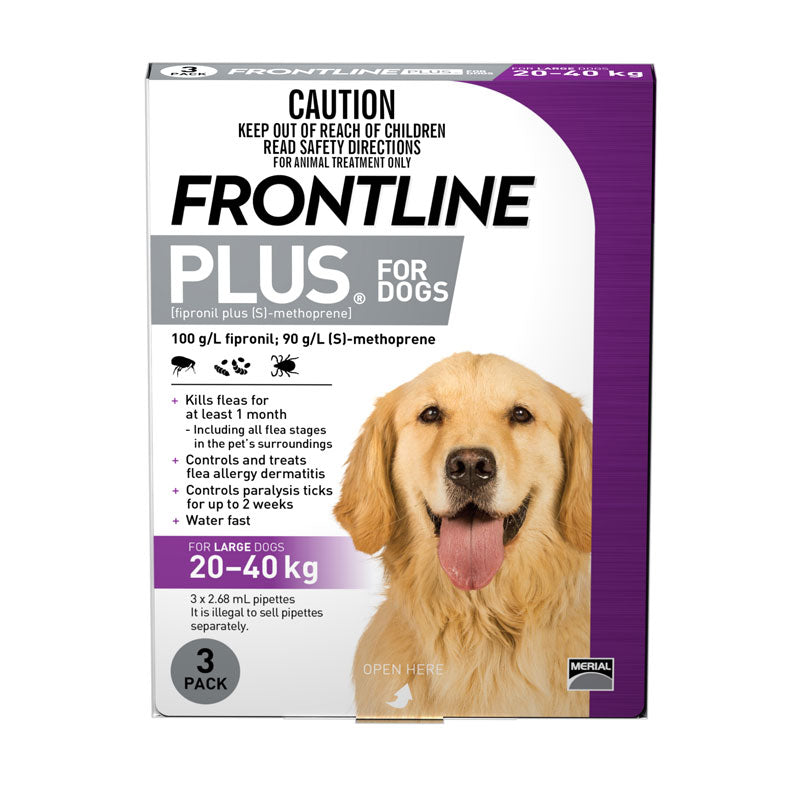 FRONTLINE Plus for Dogs — Large — 20–40 kg / 3 pipettes
