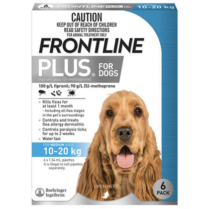 FRONTLINE Plus for Dogs — Medium / 6 pipettes