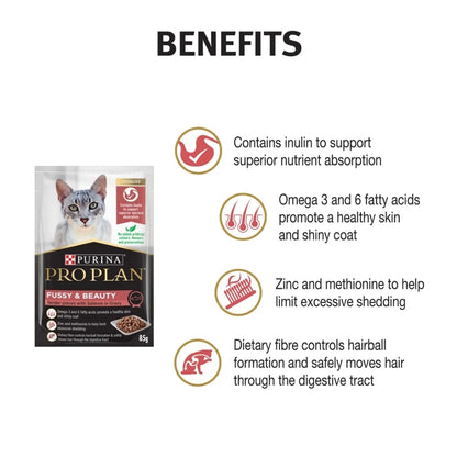 Purina Pro Plan Fussy & Beauty Salmon in Gravy wet cat food – benefits